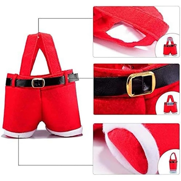 5pc Non-woven Fabric Gift Bags With Red Christmas Pants Design - Picture 5 of 7